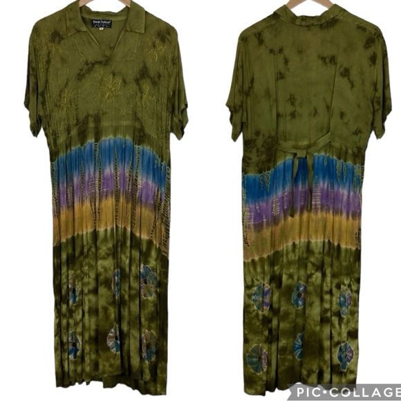 Suzan Fashion Dresses & Skirts - Boutique Olive Moss Green Tie Dye Maxi Dress